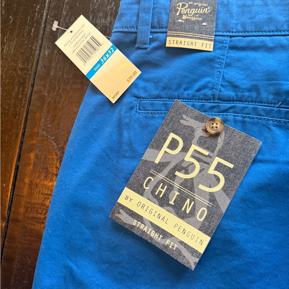 NWT 36 x 32 Original Penguin Classic Blue Chinos